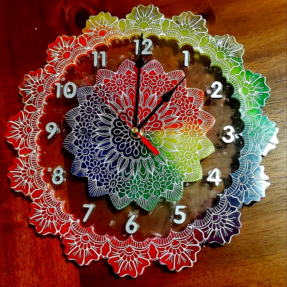 Handmade Tie Dye Resin Clock